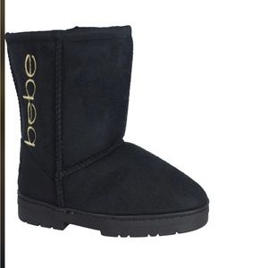 Bebe Kids Microsuede faux fur lined boots, Black, NWT